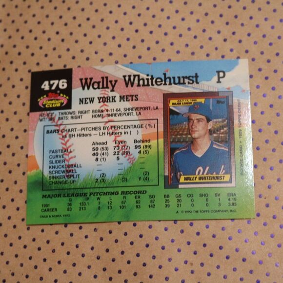 Wally Whitehurst #476 Baseball Card - Picture 2 of 2